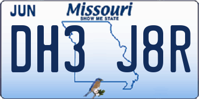 MO license plate DH3J8R
