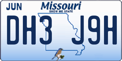 MO license plate DH3J9H