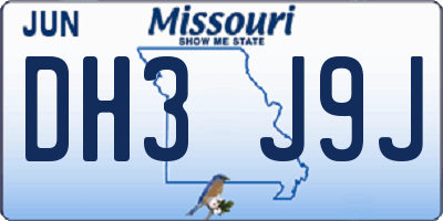MO license plate DH3J9J