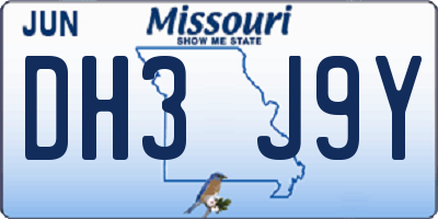 MO license plate DH3J9Y