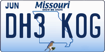 MO license plate DH3K0G