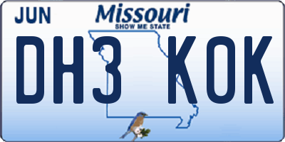 MO license plate DH3K0K
