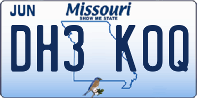 MO license plate DH3K0Q