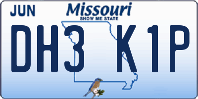 MO license plate DH3K1P