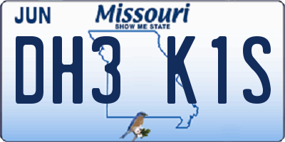 MO license plate DH3K1S