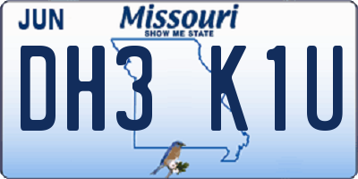 MO license plate DH3K1U