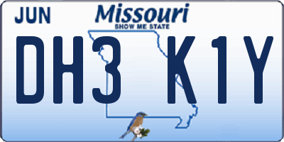 MO license plate DH3K1Y