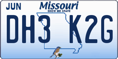 MO license plate DH3K2G
