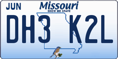 MO license plate DH3K2L