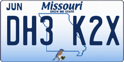 MO license plate DH3K2X