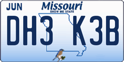 MO license plate DH3K3B