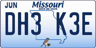 MO license plate DH3K3E
