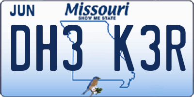 MO license plate DH3K3R