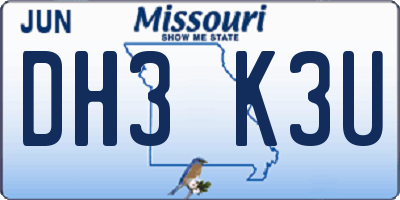 MO license plate DH3K3U