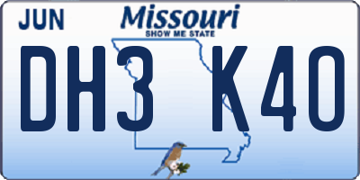 MO license plate DH3K4O