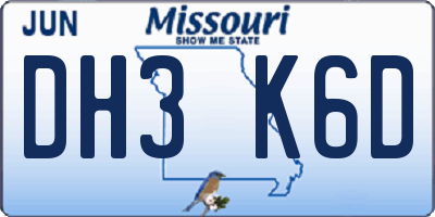 MO license plate DH3K6D