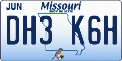 MO license plate DH3K6H