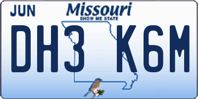 MO license plate DH3K6M