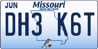 MO license plate DH3K6T