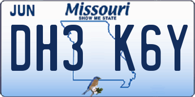 MO license plate DH3K6Y
