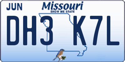 MO license plate DH3K7L
