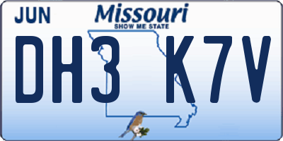 MO license plate DH3K7V