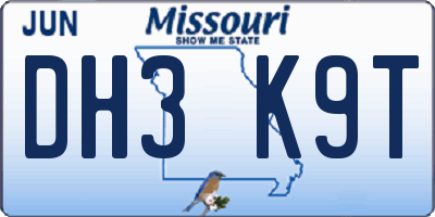 MO license plate DH3K9T