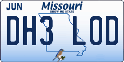 MO license plate DH3L0D