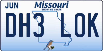 MO license plate DH3L0K