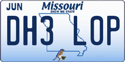 MO license plate DH3L0P