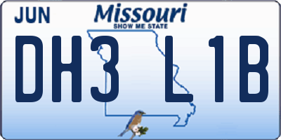 MO license plate DH3L1B