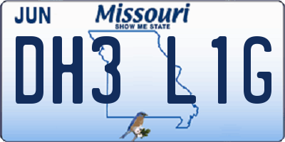 MO license plate DH3L1G