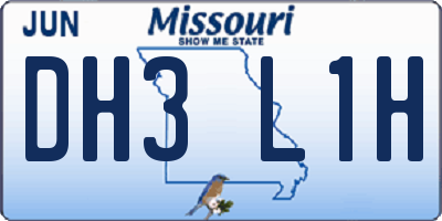 MO license plate DH3L1H