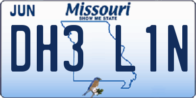 MO license plate DH3L1N