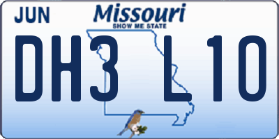 MO license plate DH3L1O