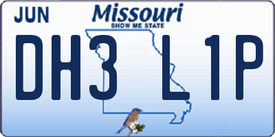MO license plate DH3L1P