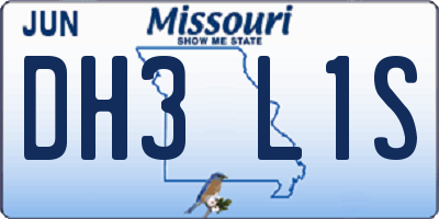 MO license plate DH3L1S