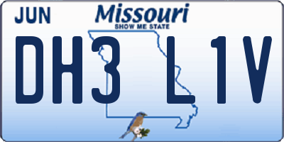 MO license plate DH3L1V