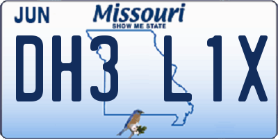 MO license plate DH3L1X