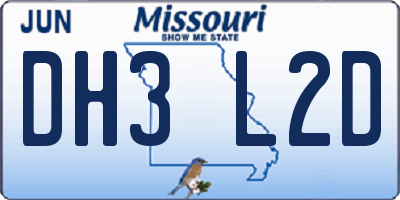 MO license plate DH3L2D