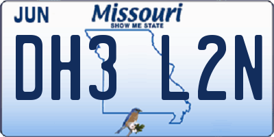 MO license plate DH3L2N