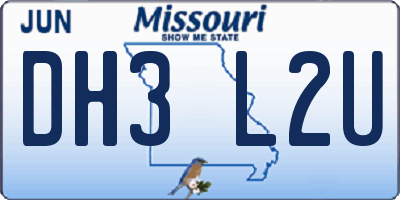 MO license plate DH3L2U