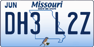 MO license plate DH3L2Z