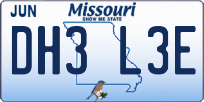 MO license plate DH3L3E