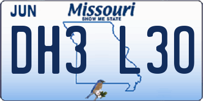 MO license plate DH3L3O