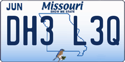 MO license plate DH3L3Q