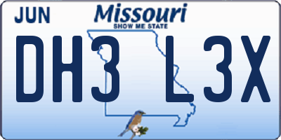 MO license plate DH3L3X