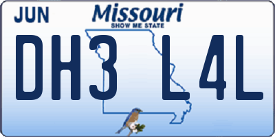 MO license plate DH3L4L