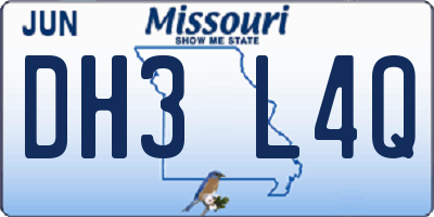 MO license plate DH3L4Q
