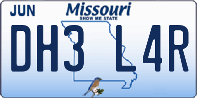 MO license plate DH3L4R